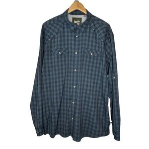 HOWLER BROS Men XL Blue Plaid Vented Fishing Technical Button Long Sleeve Shirt.